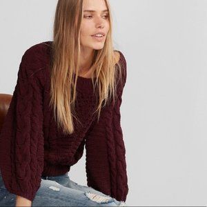 Express Cable Knit Chenille Balloon Sleeve Sweater